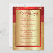 レッド，金ゴールドスノーフレークズクリスマスパーティの招待状 招待状 (裏面)