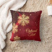 レッド&金ゴールドスノーフレークフィリグリーカスタムクリスマス クッション (ブランケット)
