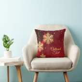 レッド&金ゴールドスノーフレークフィリグリーカスタムクリスマス クッション (椅子)