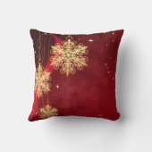 レッド&金ゴールドスノーフレークフィリグリーカスタムクリスマス クッション (裏面)