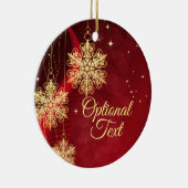 レッド&金ゴールドスノーフレークフィリグリーカスタムクリスマス セラミックオーナメント (右)