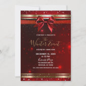 レッド&金ゴールドスパークルシックボウエレガントホリデイイベント 招待状 (正面)