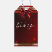 レッド&金ゴールドスパークルシックボウエレガントホリデーパーティー ギフトタグ (正面)