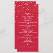 レッド&金ゴールドスモール金ゴールド紙吹雪ドットホリデーメニュー メニュー (正面/裏面)