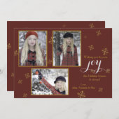レッド&金ゴールドスリーホリデーカード シーズンカード (正面/裏面)