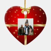 レッド&金ゴールドセラミックハートフォトオーナメント セラミックオーナメント (裏面)