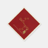 レッド&金ゴールドタッセルインディアン結婚ズナプキン スタンダードカクテルナプキン (角)