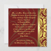 レッド&金ゴールドダマスクバロック結婚式招待状 招待状 (裏面)