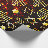レッド&金ゴールドハヌカー（ユダヤ教）メノラー ラッピングペーパー (コーナー)