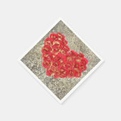 レッド&金ゴールドハートグラムバレンタインデーパーティー スタンダードカクテルナプキン (角)