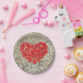 レッド&金ゴールドハートグラムバレンタインデーパーティー ペーパープレート (パーティー)