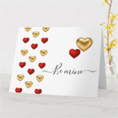 レッド&金ゴールドハートホワイトバレンタインカード カード (黄色い花)