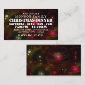 レッド&金ゴールドバウブルクリスマスパーティーチケット招待状 エンクロージャーカード (正面/裏面)