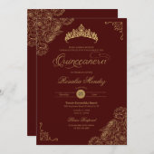 レッド&金ゴールドバラエレガントクインセアニェラ 招待状 (正面/裏面)