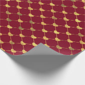 レッド&金ゴールドバレンタインデーハート ラッピングペーパー (角)