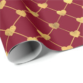 レッド&金ゴールドバレンタインデーハート ラッピングペーパー (ロールコーナー)