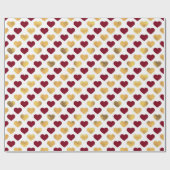 レッド&金ゴールドバレンタインデーハート ラッピングペーパー (フラット)