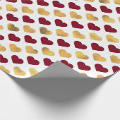 レッド&金ゴールドバレンタインデーハート ラッピングペーパー (角)