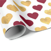 レッド&金ゴールドバレンタインデーハート ラッピングペーパー (ロールコーナー)