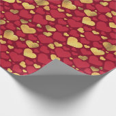 レッド&金ゴールドバレンタインデーハート ラッピングペーパー (角)