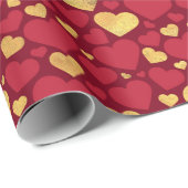 レッド&金ゴールドバレンタインデーハート ラッピングペーパー (ロールコーナー)