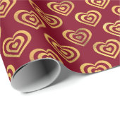 レッド&金ゴールドバレンタインデーハート ラッピングペーパー (ロールコーナー)