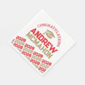 レッド&金ゴールドパーソナライズされた卒業パーティー紙 スタンダードランチョンナプキン (角)