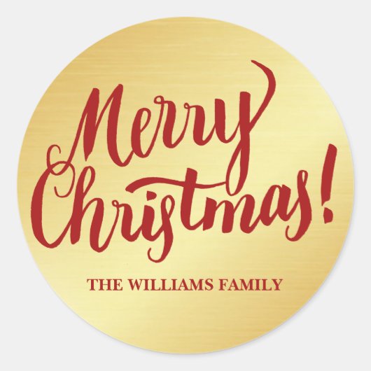 レッド&金ゴールドパーソナライズされた封筒用シール ラウンドシール (正面)