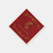 レッド&金ゴールドピーコックインディアン結婚ズナプキン スタンダードカクテルナプキン (角)