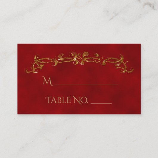 レッド&金ゴールドピーコックインディアン結婚ズ座席表 プレイスカード (正面)