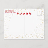 レッド&金ゴールドファララララスノークリスマスホリデー シーズンポストカード (裏面)