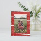 レッド&金ゴールドファララララスノークリスマスホリデー シーズンポストカード (スタンド正面)