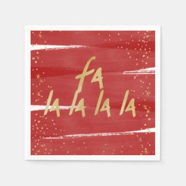 レッド&金ゴールドファララララスノークリスマスホリデー スタンダードカクテルナプキン