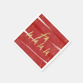 レッド&金ゴールドファララララスノークリスマスホリデー スタンダードカクテルナプキン (角)