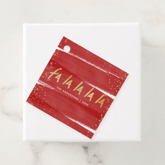 レッド&金ゴールドファララララスノークリスマスホリデー フェイバータグ (インサイチュ)