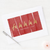 レッド&金ゴールドファララララスノークリスマスホリデー 長方形シール (封筒)