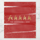 レッド&金ゴールドファララララスノークリスマス ワインラベル (シングルラベル)