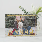 レッド&金ゴールドファララララスノーホリデークリスマス シーズンカード (スタンド正面)