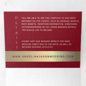 レッド&金ゴールドフォトフォトトリフォールドウェディング招待状 三つ折り招待状 (内部最初)