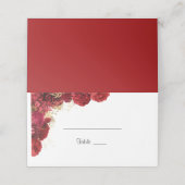 レッド&金ゴールドフローラ結婚ズゲストネーム座席表 プレイスカード (外部開封)