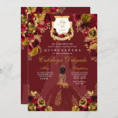 レッド&金ゴールドプリンセスキャッスルキンセアニラ 招待状 (正面/裏面)