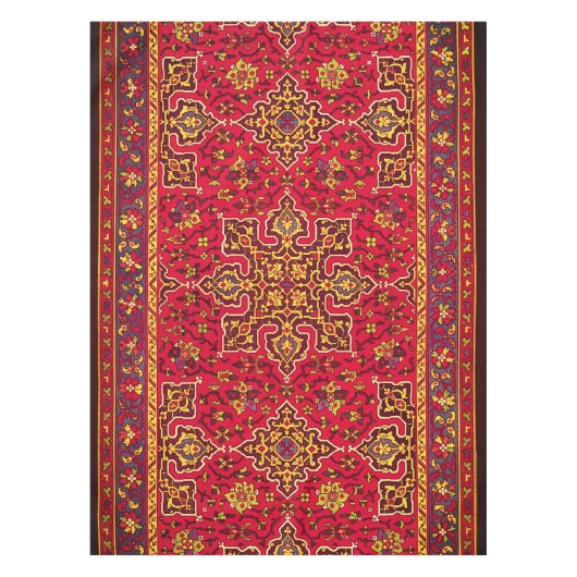 レッド&金ゴールドペルシャじゅうたん テーブルクロス (正面)