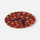 レッド&金ゴールドホリデーダッシュント紙プレート ペーパープレート (アングル)