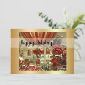 レッド&金ゴールドホリデーデコーフラットホリデーカード シーズンカード (スタンド正面)