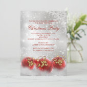 レッド&金ゴールドホリーバウブルクリスマスパーティー招待状 招待状 (スタンド正面)