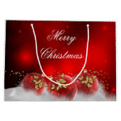 レッド&金ゴールドホリーバウブルズメリークリスマス ラージペーパーバッグ (裏面)