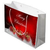 レッド&金ゴールドホリーバウブルズメリークリスマス ラージペーパーバッグ (裏面アングル)