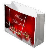 レッド&金ゴールドホリーバウブルズメリークリスマス ラージペーパーバッグ (正面アングル)