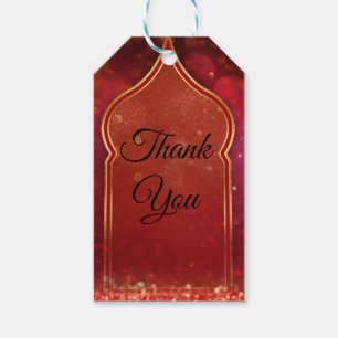 レッド&金ゴールドモロッコアラビアンナイト結婚式の引き出物 ギフトタグ