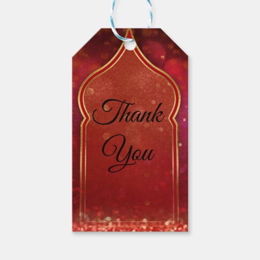 レッド&金ゴールドモロッコアラビアンナイト結婚式の引き出物 ギフトタグ (正面)